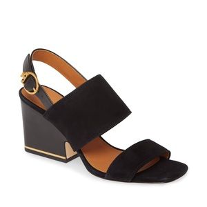 authentic Tory burch black Shelby block heels size 9